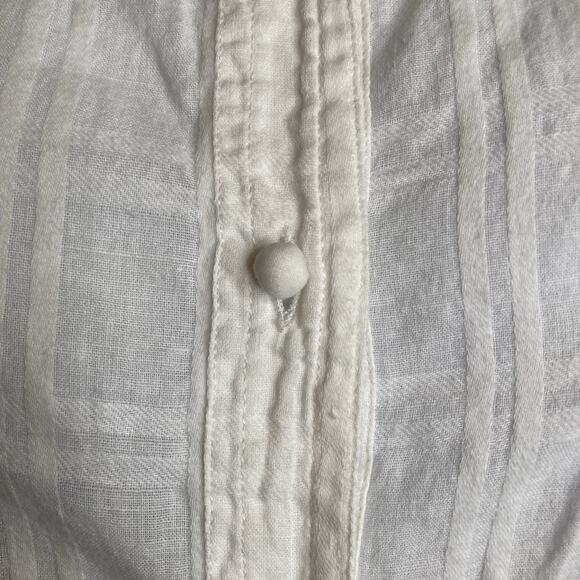 Chico's Womens White Striped Textured Button Up Indian Cotton Shirt Size 2 Large - Picture 8 of 12